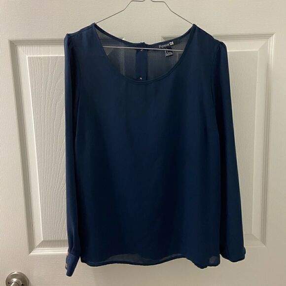 Forever 21 buttoned chiffon blouse SP - Picture 1 of 3